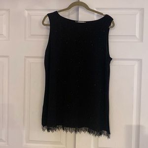 Shimmery Sz 14 sleeveless Top with beaded fringe.